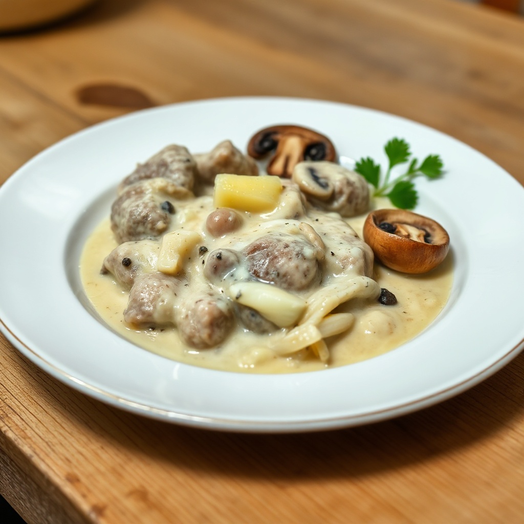 Delizia Cremosa di Vitello e Funghi