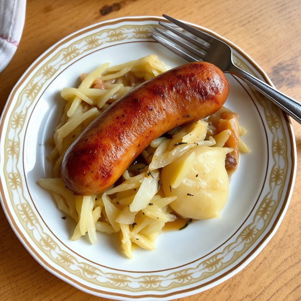 Bayerischer Wurst- und Sauerkraut-Auflauf