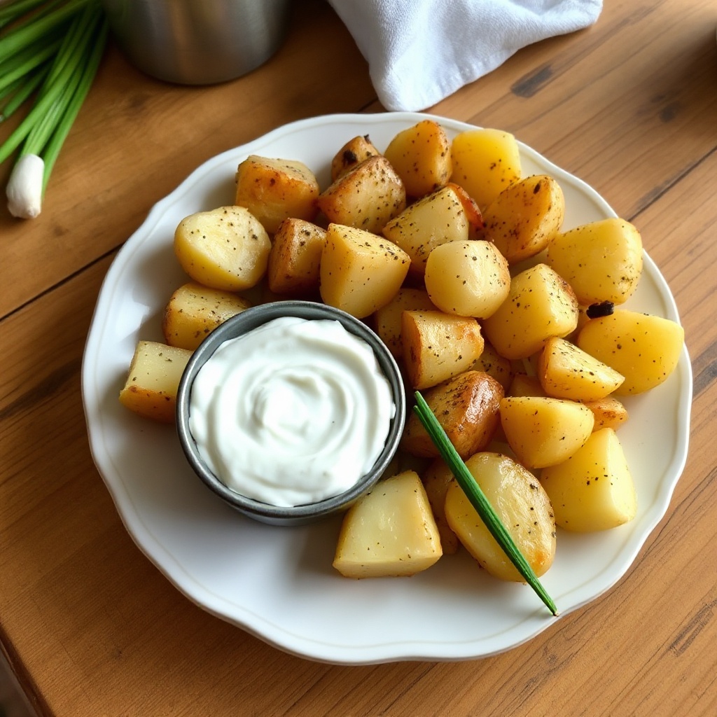 Savory Garlic Potatoes with Creamy Herb Dip