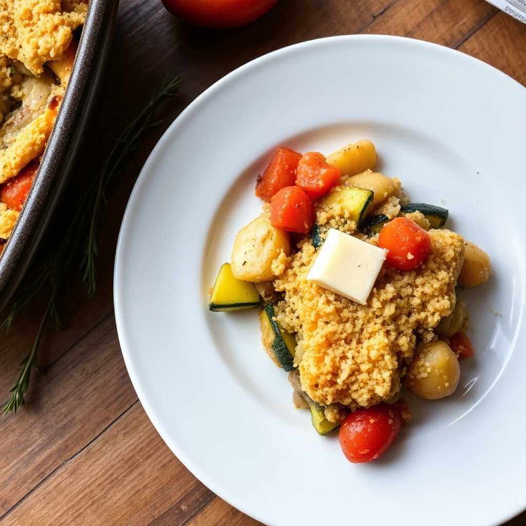 Gemüseauflauf mit Cheddar-Kruste