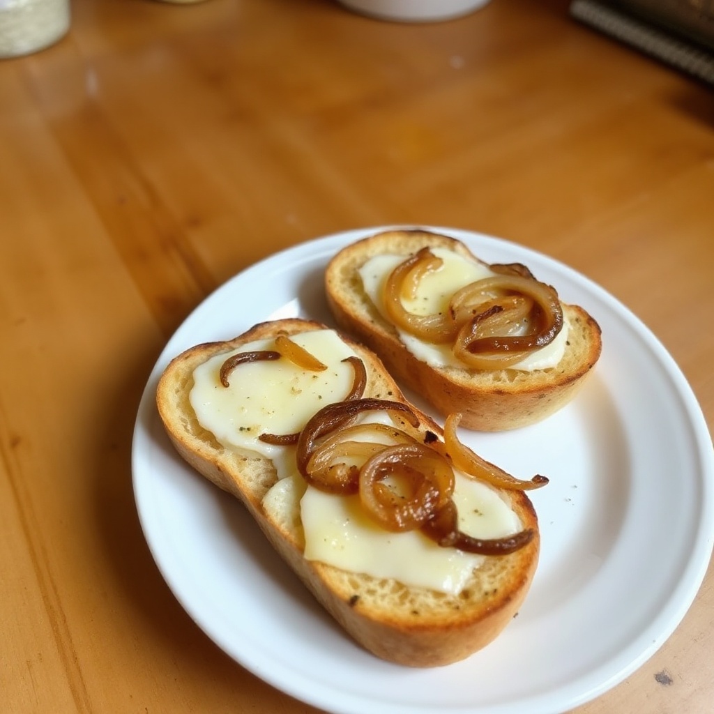 Garlic Cheese Toasts with Caramelized Onions