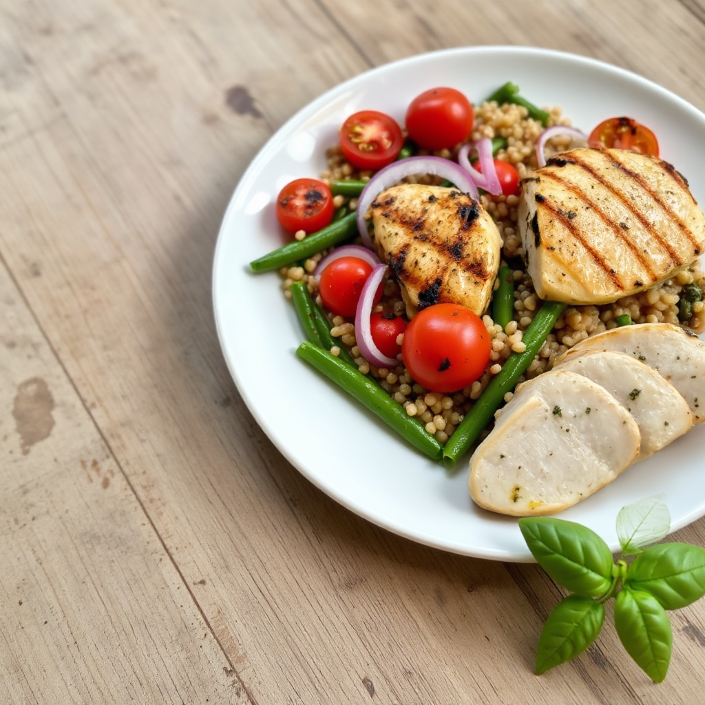 Gegrilltes Kräuterhühnchen und Gerstensalat