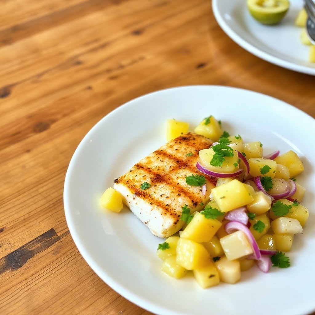 Gegrilltes Zitrus-Glasiertes Mahi Mahi mit Ananas-Salsa