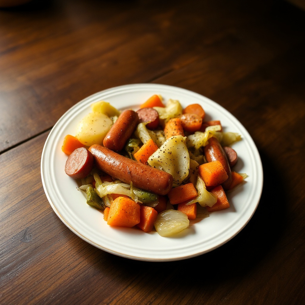 Polnische Kielbasa und Gemüse-Pfanne