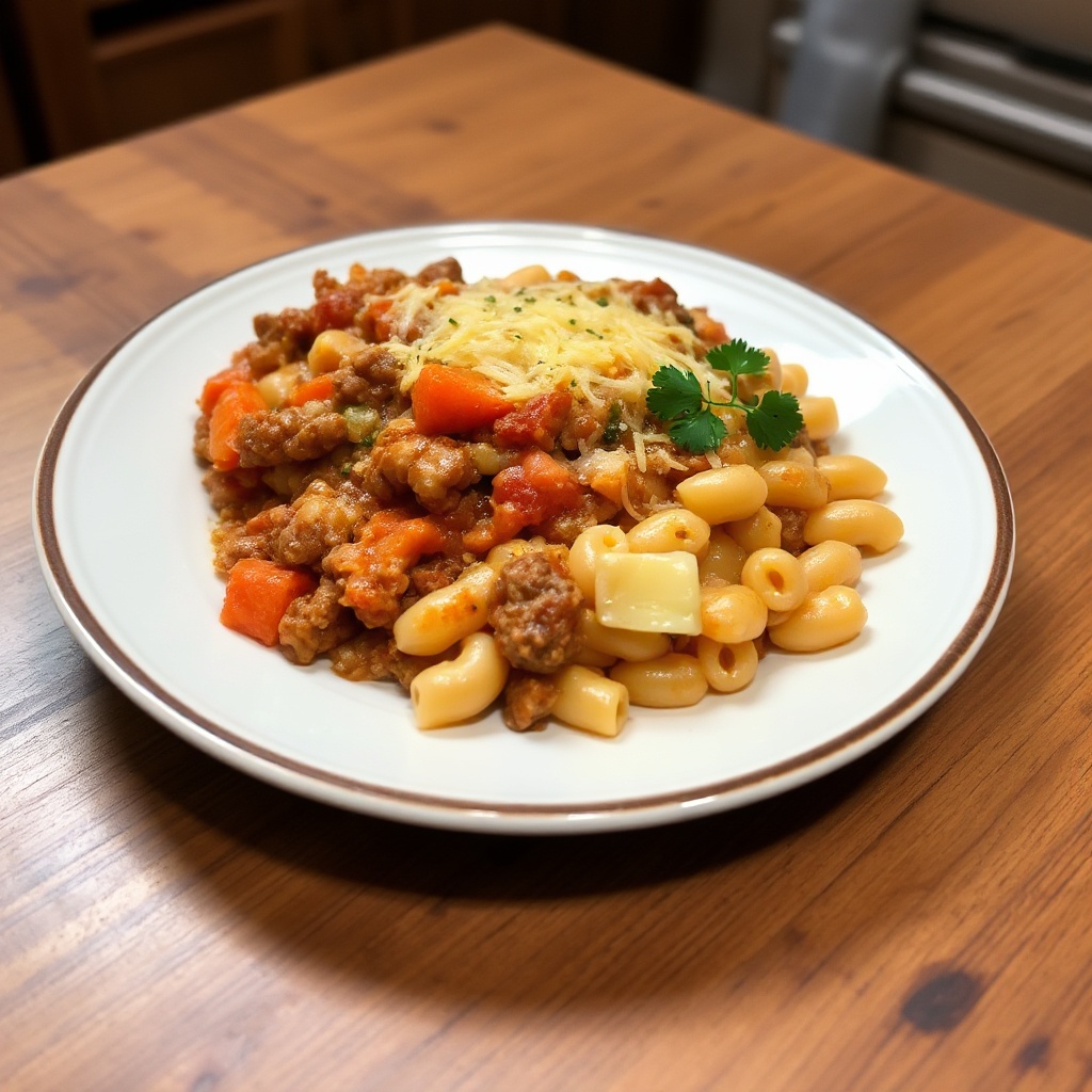 Käse-Rindfleisch-und-Gemüse-Nudelauflauf