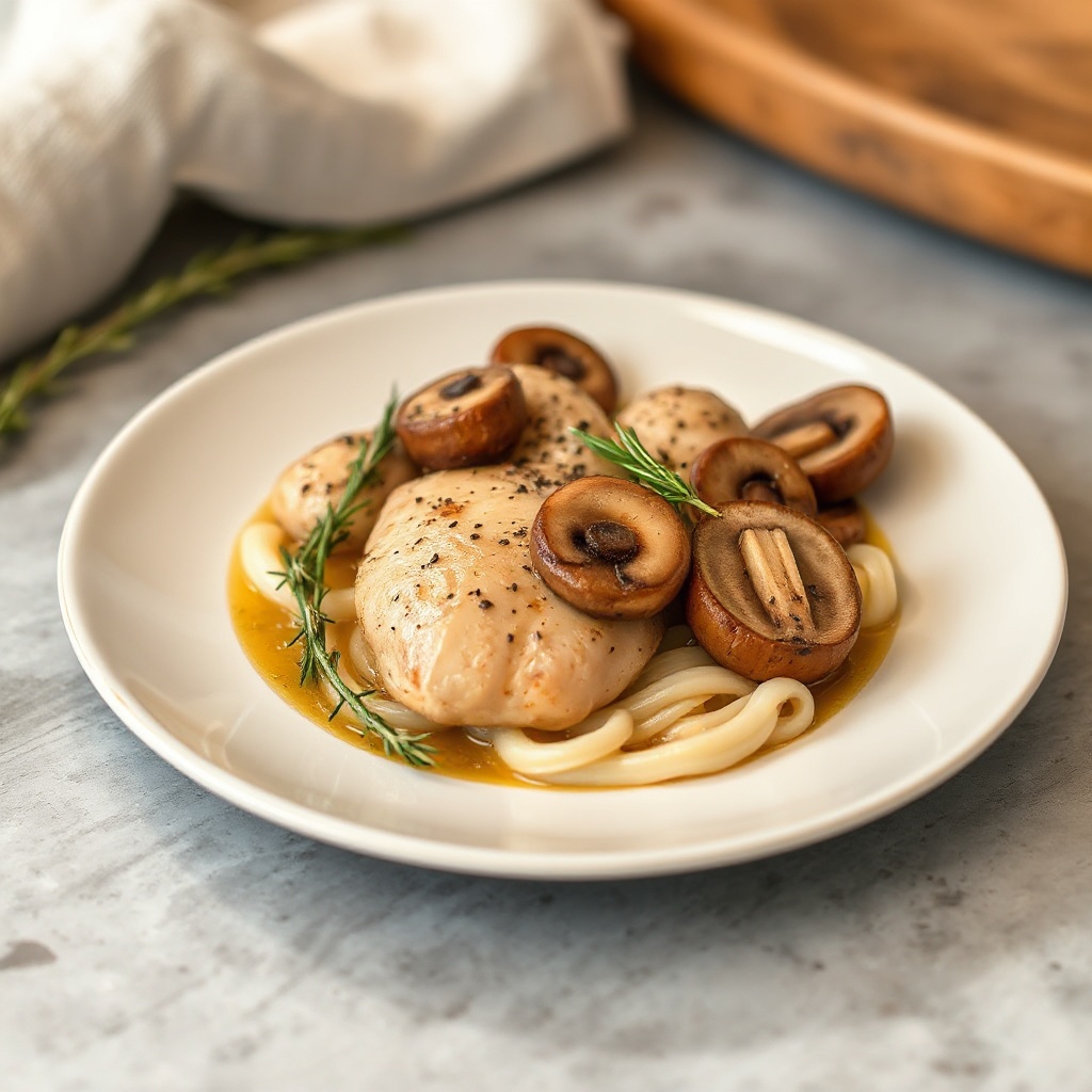 Herzhafter Kräuterhühnchen mit Pilzen