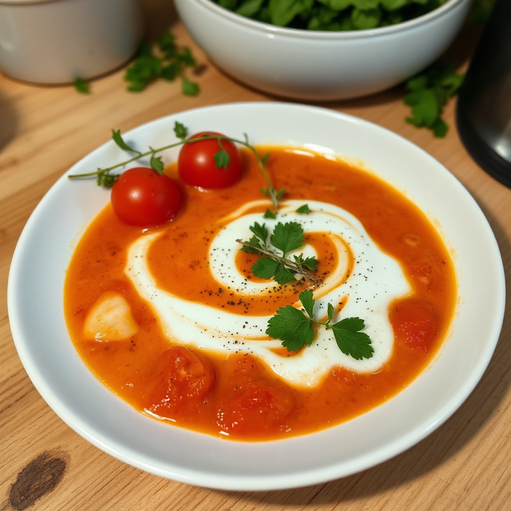 Cremige Tomatenkräutersuppe