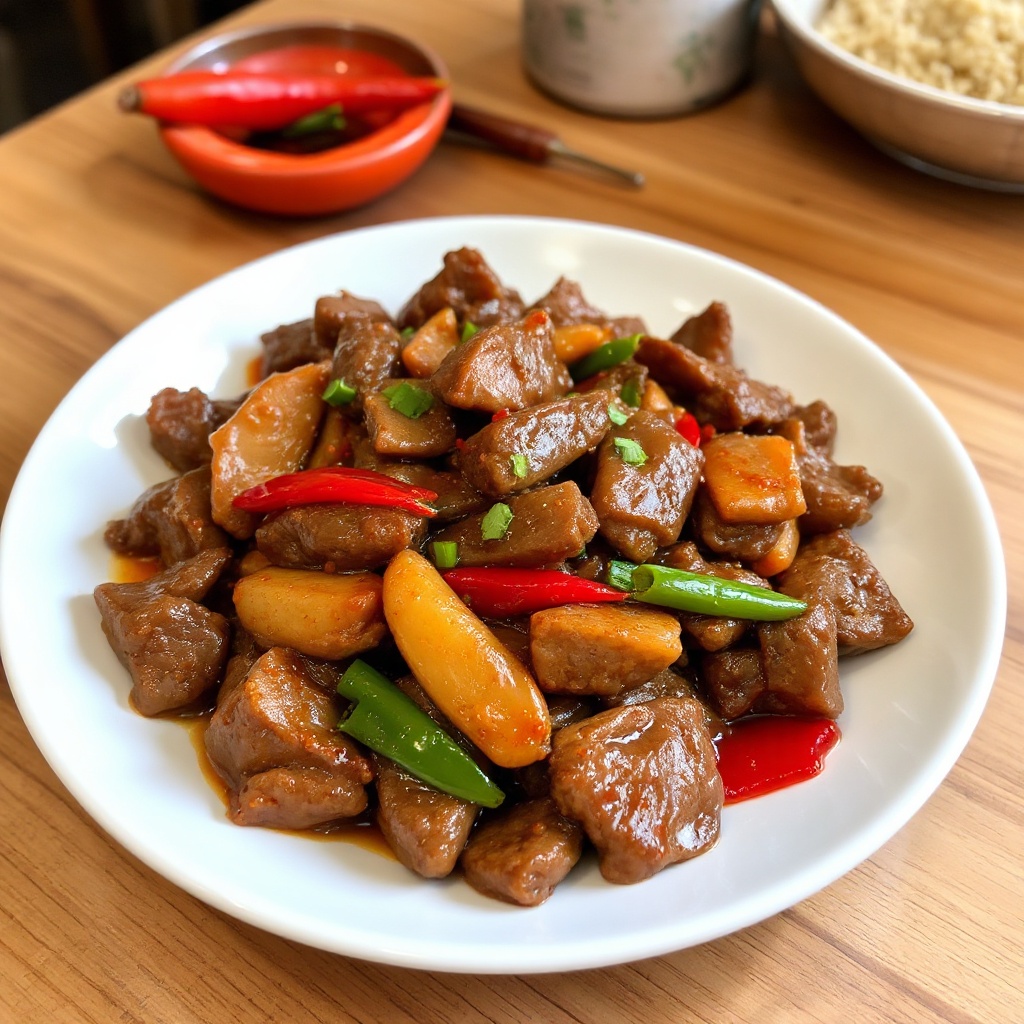 Stir-Fry di Manzo con Prugne Piccanti