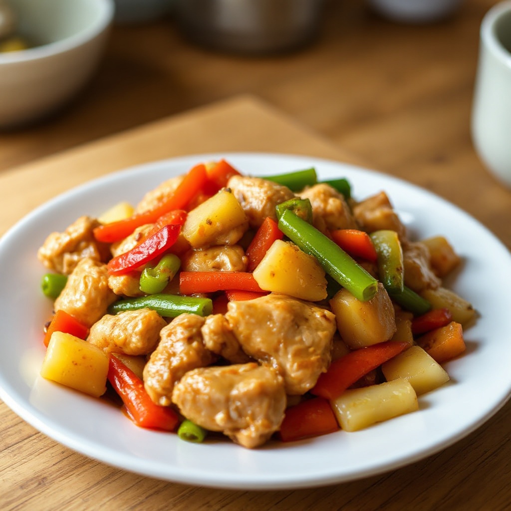 Süß-saurer Hähnchen-Wok