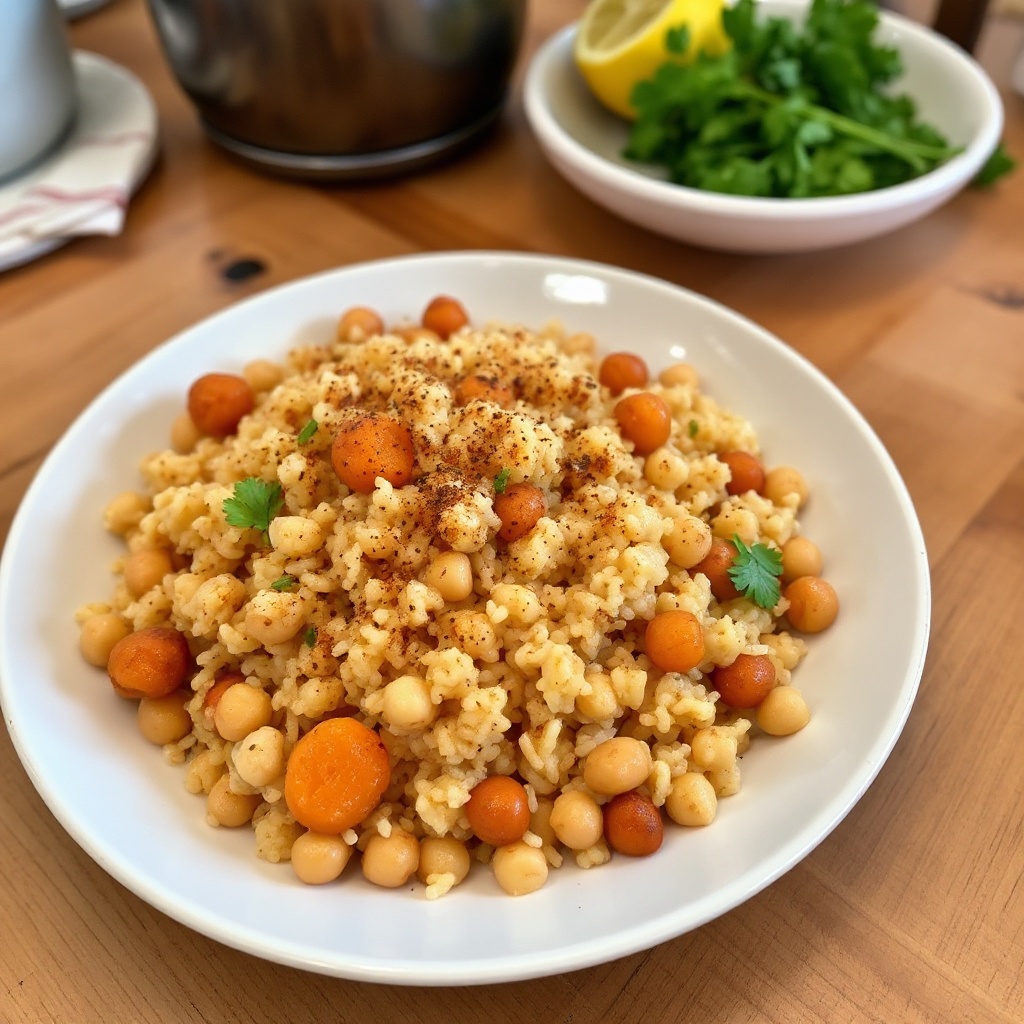 Gewürzter Couscous mit Kichererbsen und Aprikosen