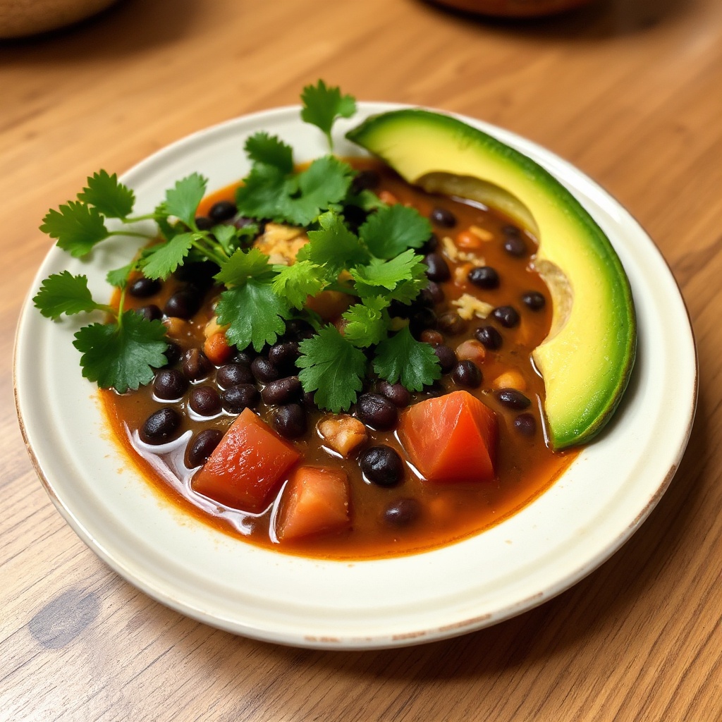Zuppa di Fagioli Neri e Avocado Speziata