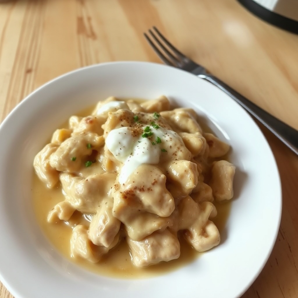 Stroganoff di Pollo Cremoso nella Slow Cooker