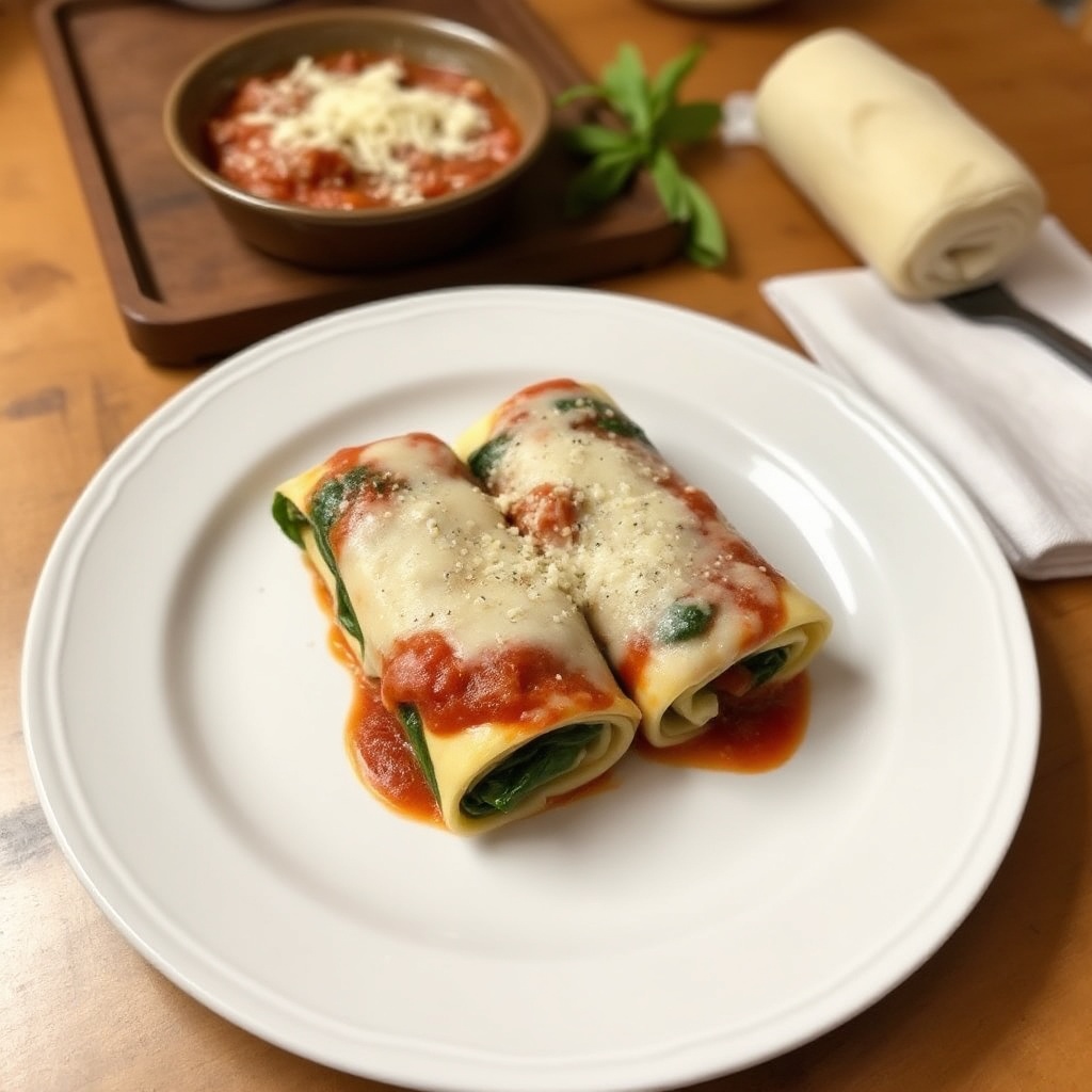 Involtini di Lasagna con Spinaci e Ricotta