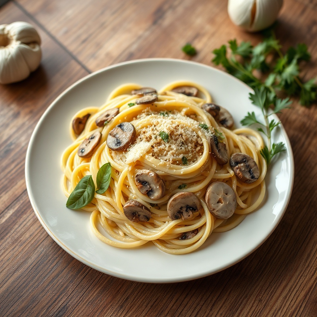 Pasta Cremosa ai Funghi e Aglio