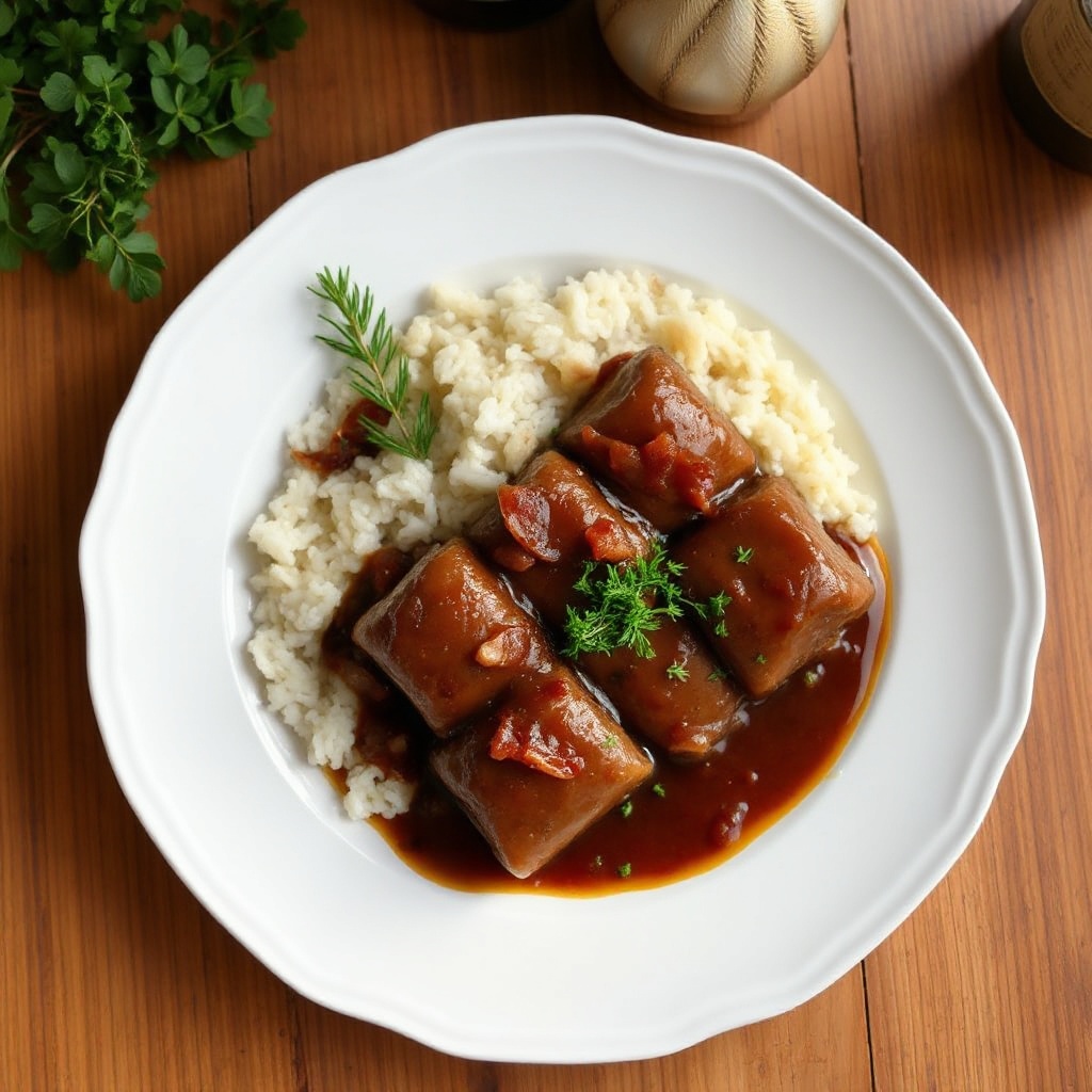 Herzhafte Rinderrollen mit rauchiger Sauce