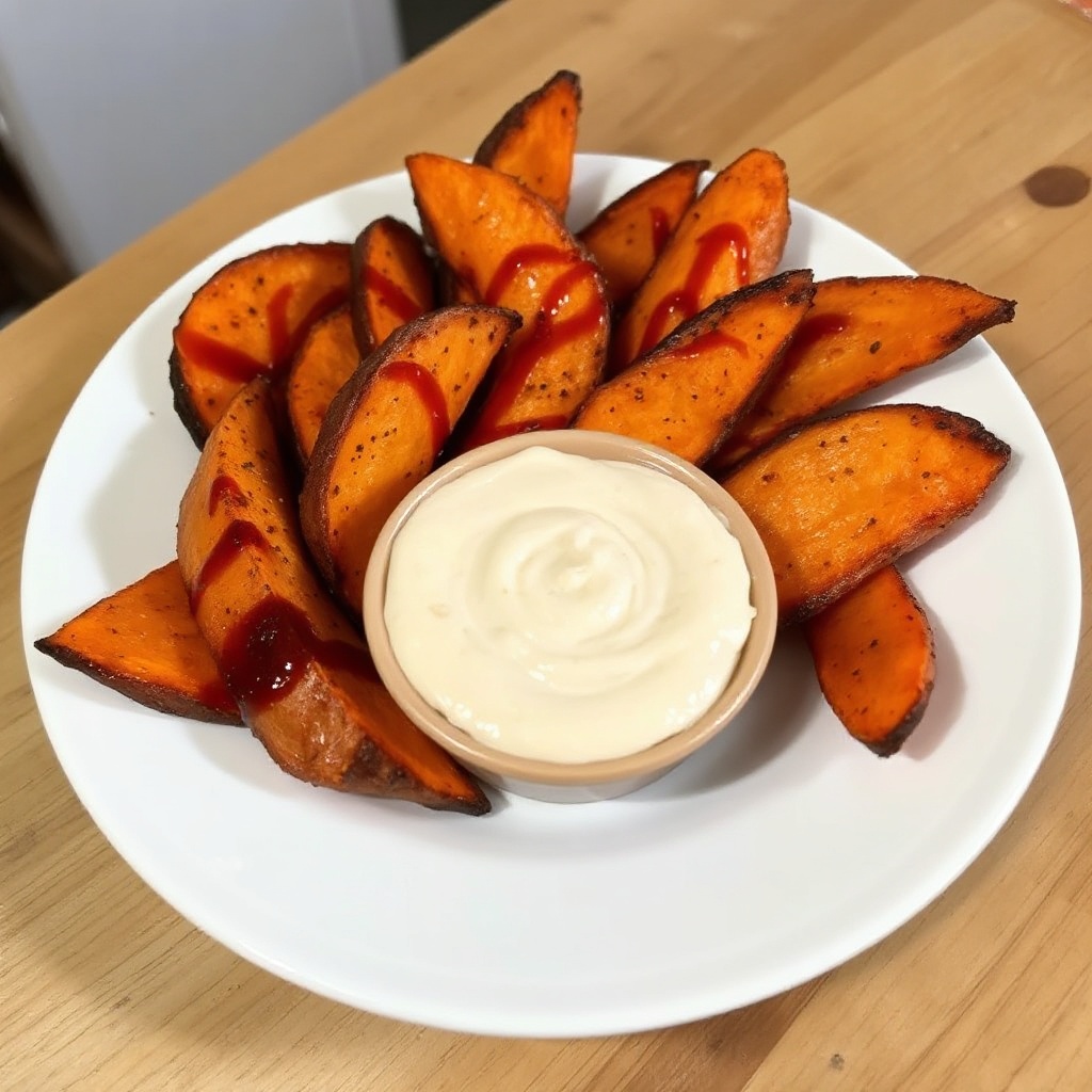 Fette di Patate Dolci Croccanti con Salsa Mayo Affumicata