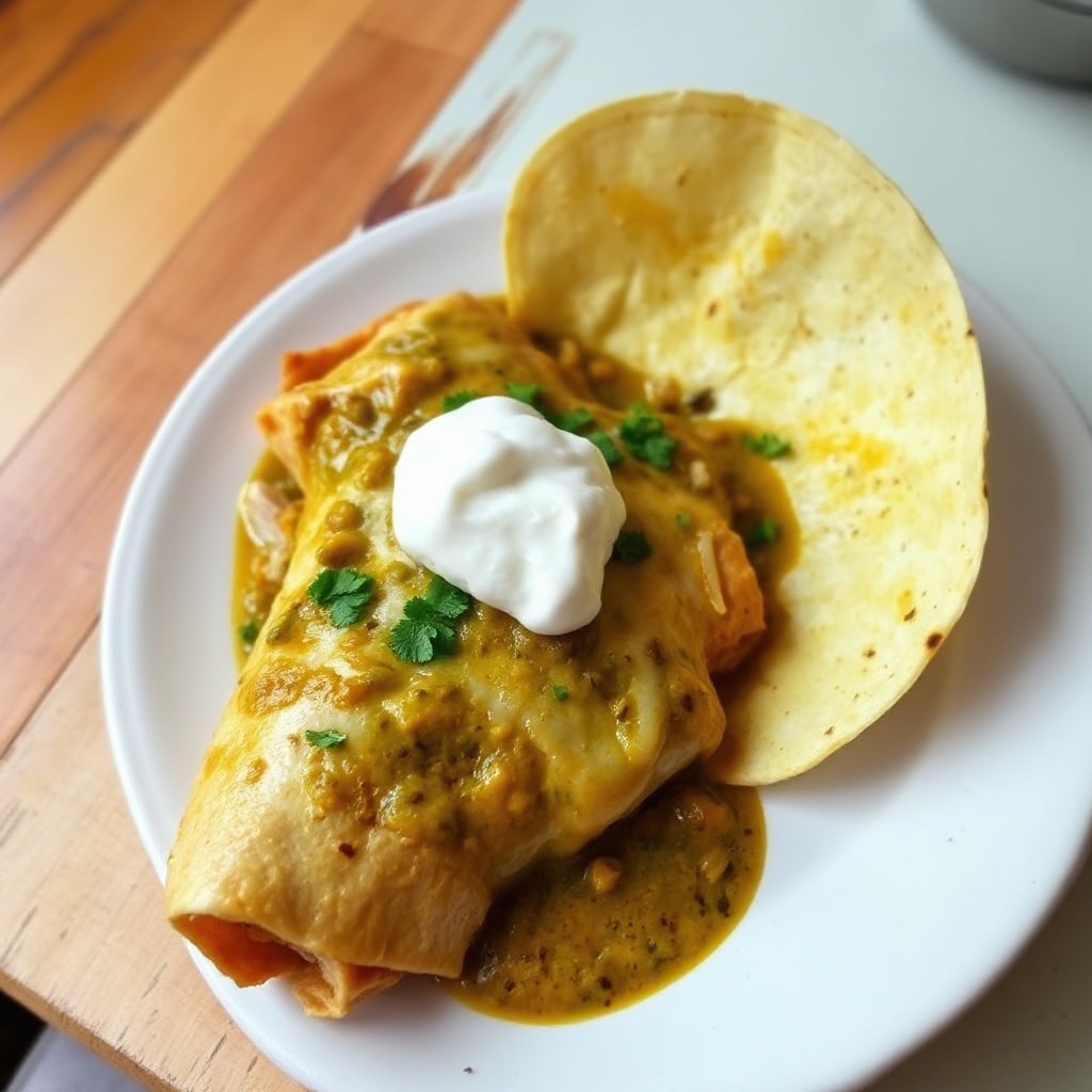 Cremige Hühnchen-Enchiladas mit würziger Verde-Sauce