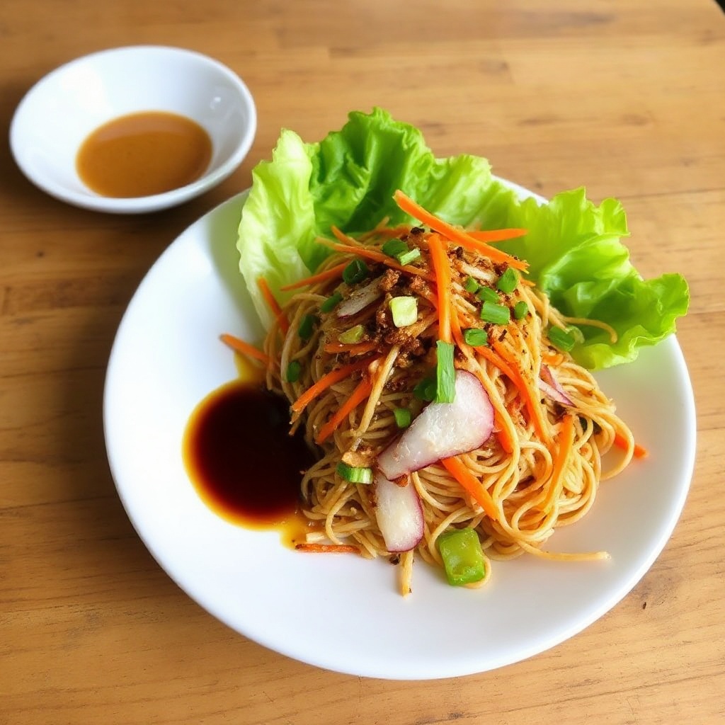 Asiatisch inspirierter knuspriger Salat mit geröstetem Ramen