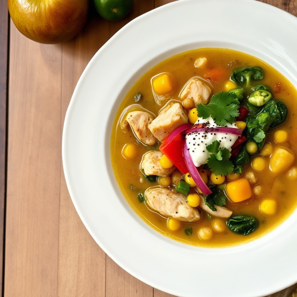 Zuppa di Pollo e Tomatillo Piccante