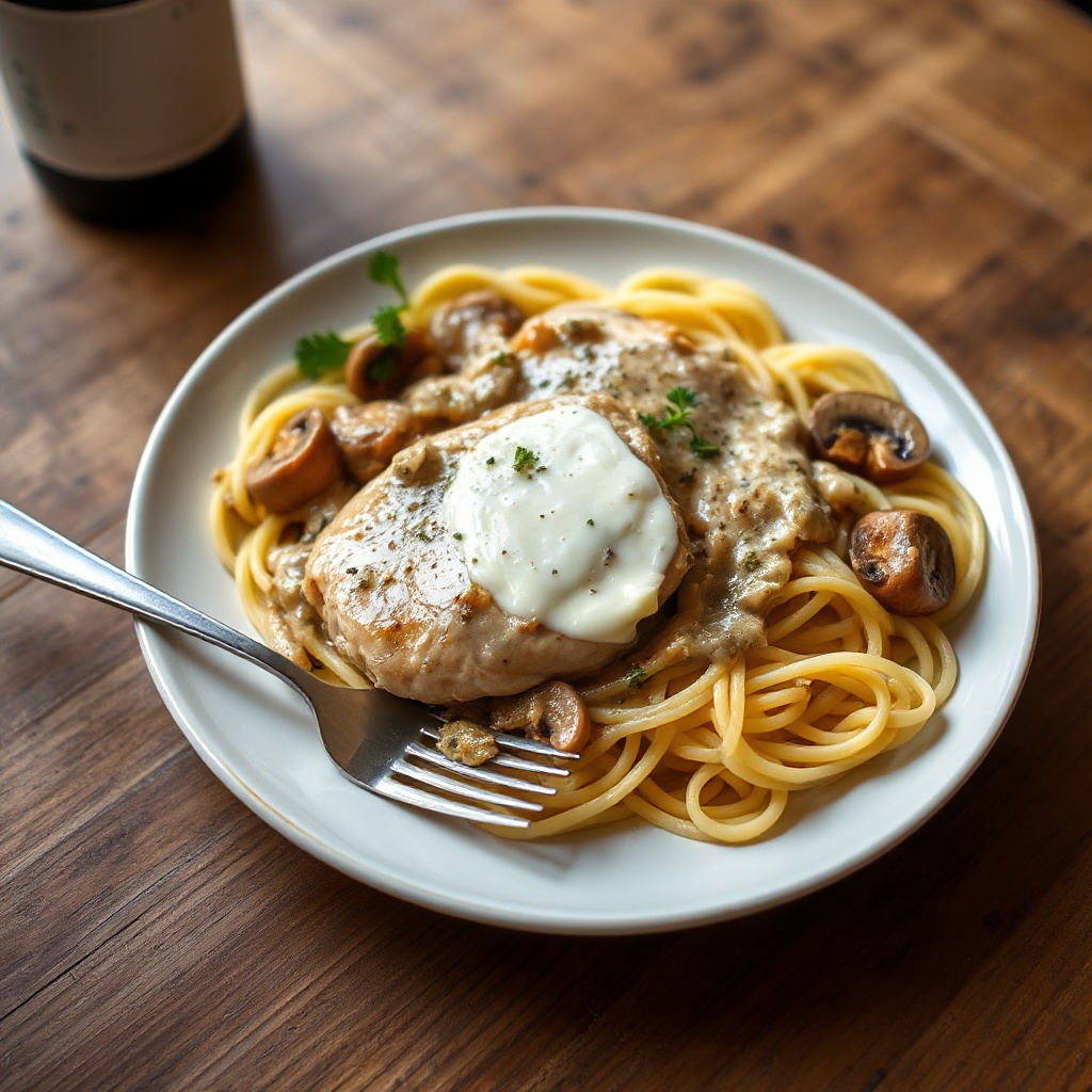 Cremiges Hühnchen Marsala mit Tagliatelle