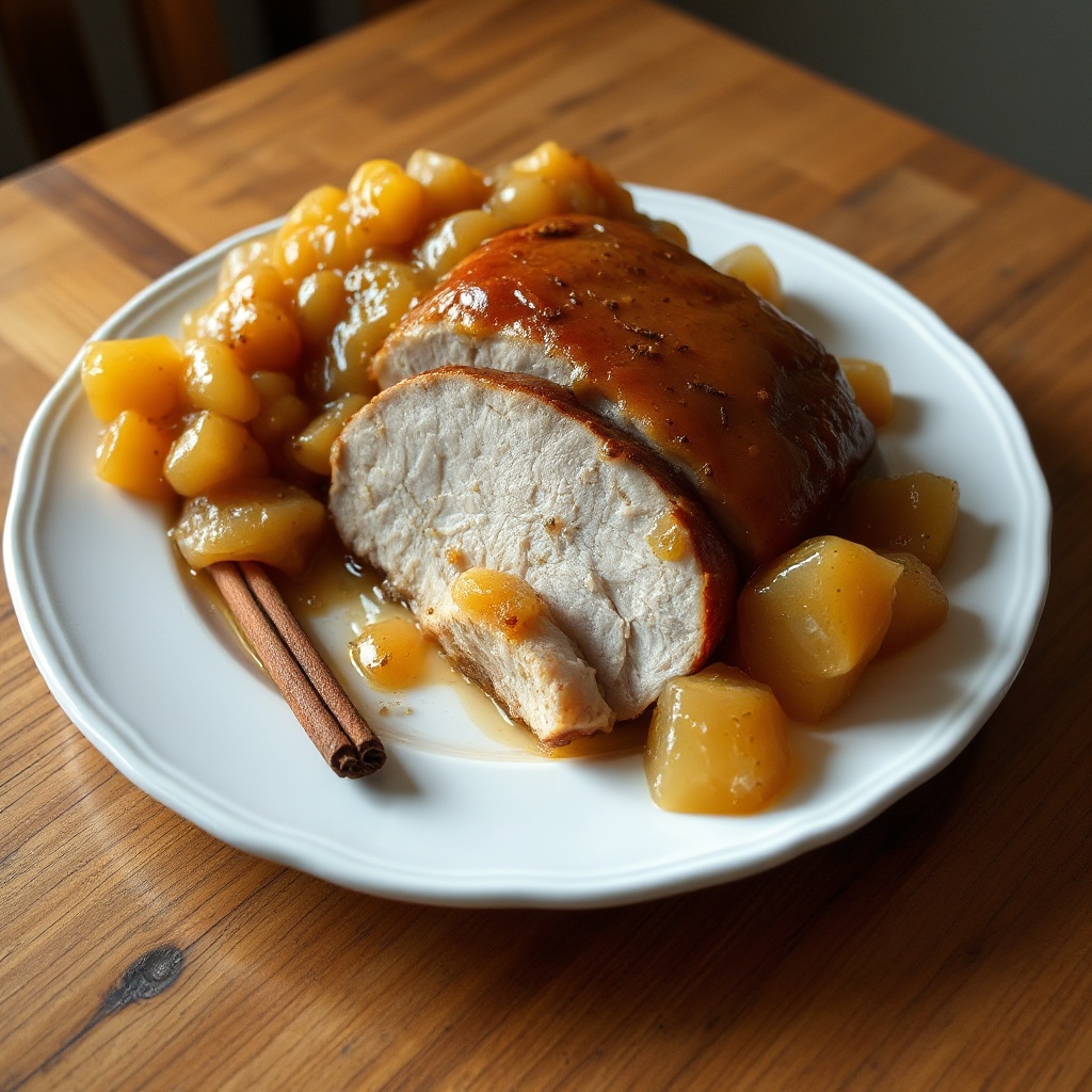 Honig-Glasierter Schweinelendenbraten mit Gewürz-Apfelsauce
