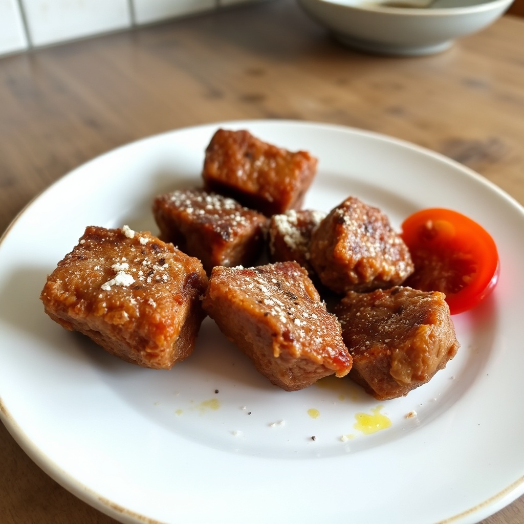 Knusprige Steakbissen mit pfeffriger Note