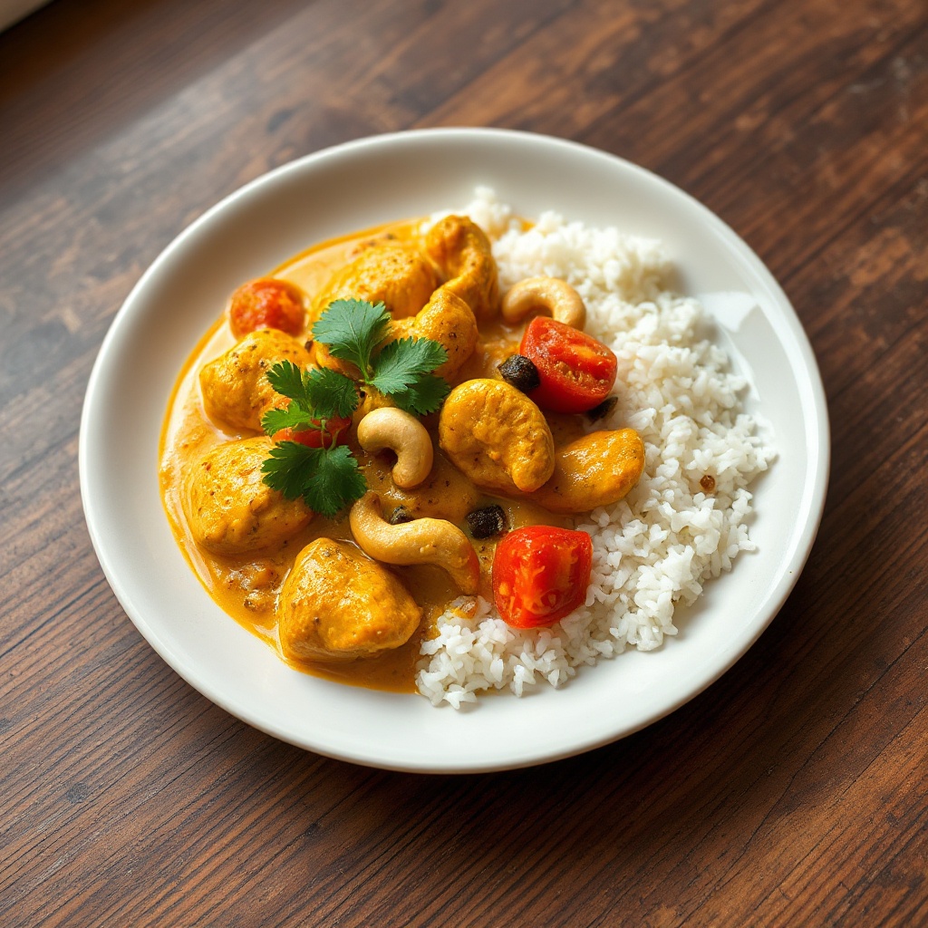 Cremiges Kokosnuss-Hühnchen-Curry mit Cashews