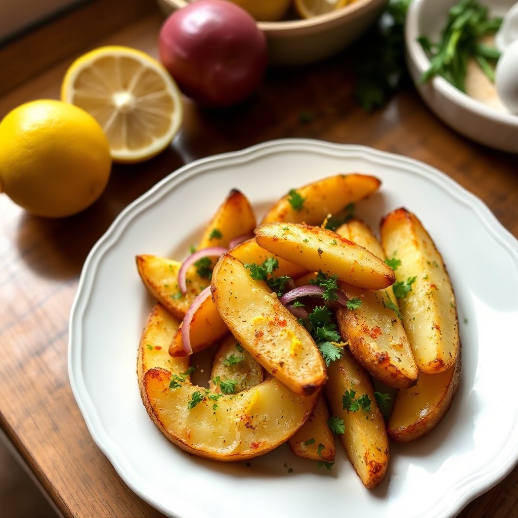 Knusprige Zitronen-Kräuter Kartoffelspalten