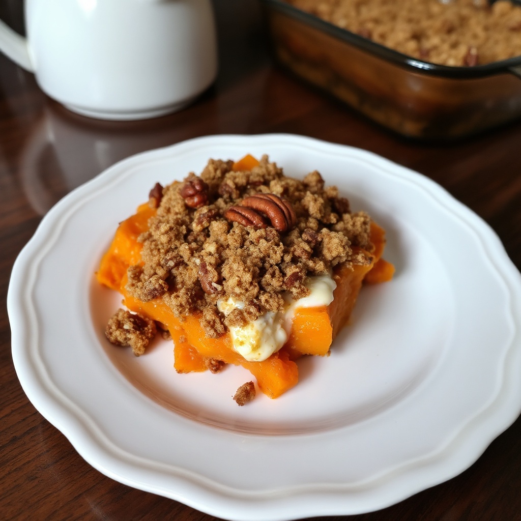Savory Sweet Potato Bake with Pecan Crumble