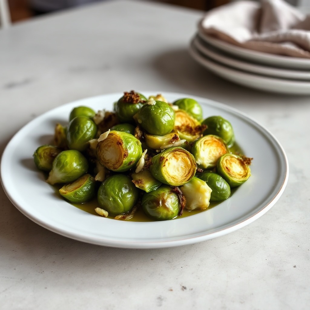 Knusprige Knoblauch-Rosenkohl