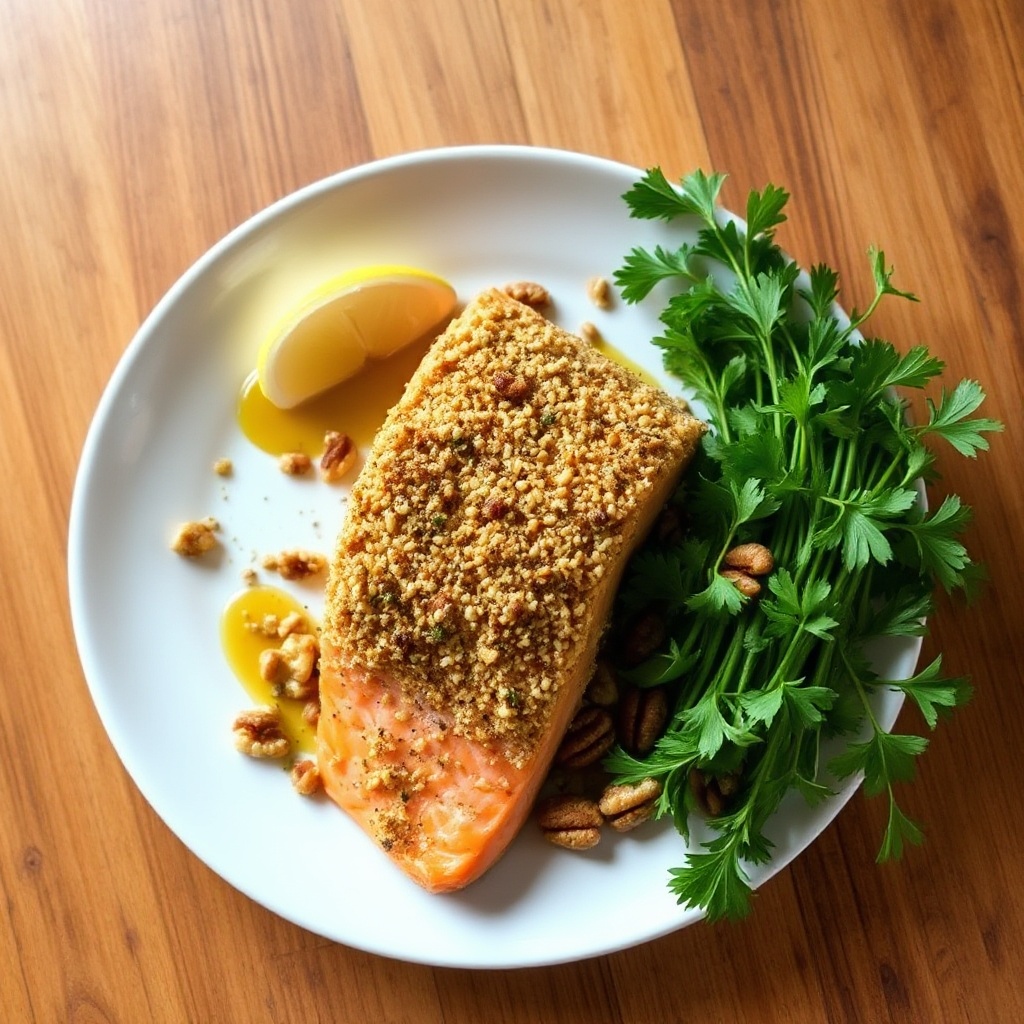 Honig-Senf-Nusskruste-Lachs