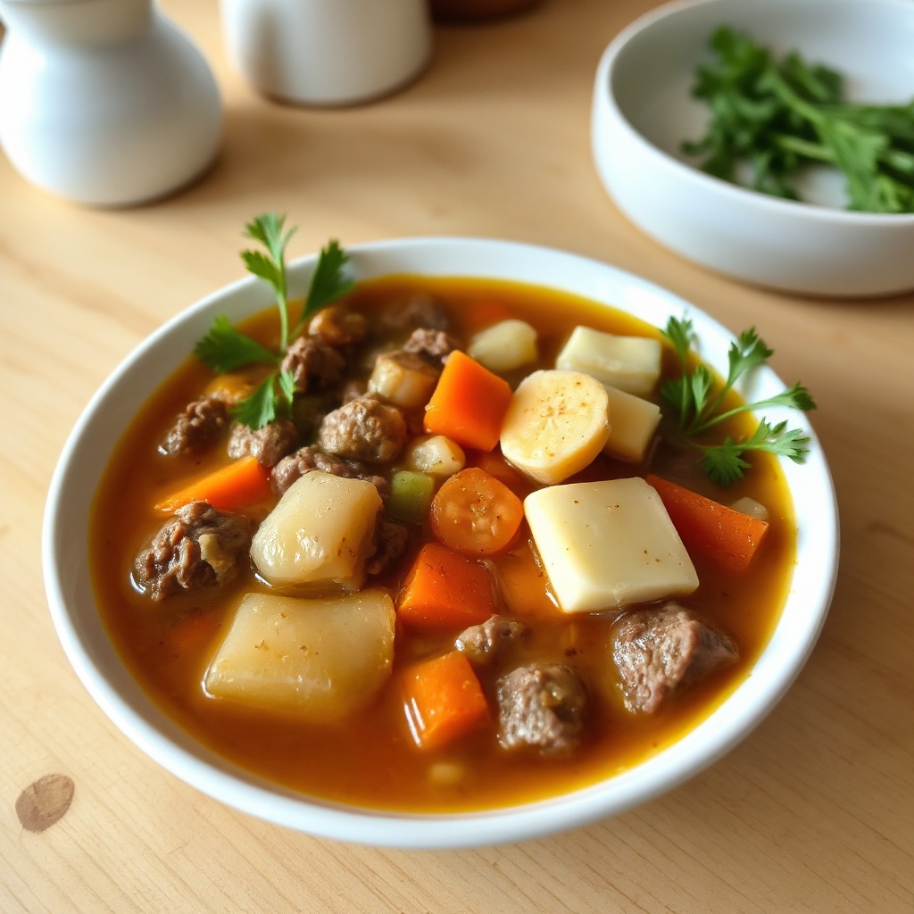 Herzhafter Rindfleisch- und Gemüsesuppe
