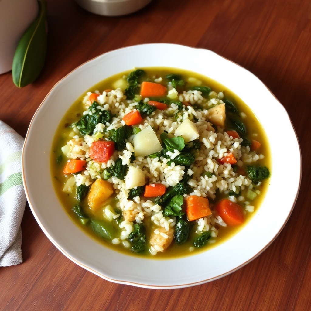 Zuppa Rustica Italiana di Spinaci e Riso