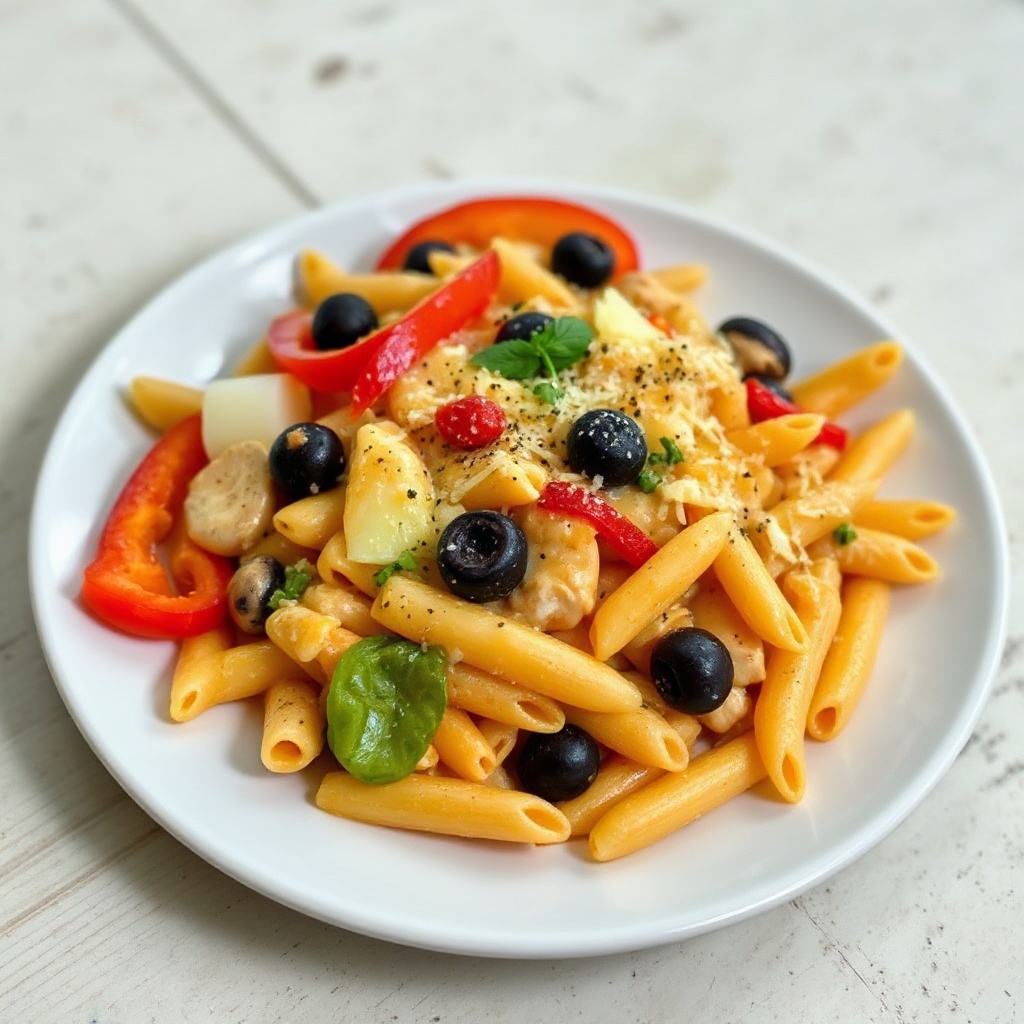 Käse-Hühnchen-Pasta-Auflauf