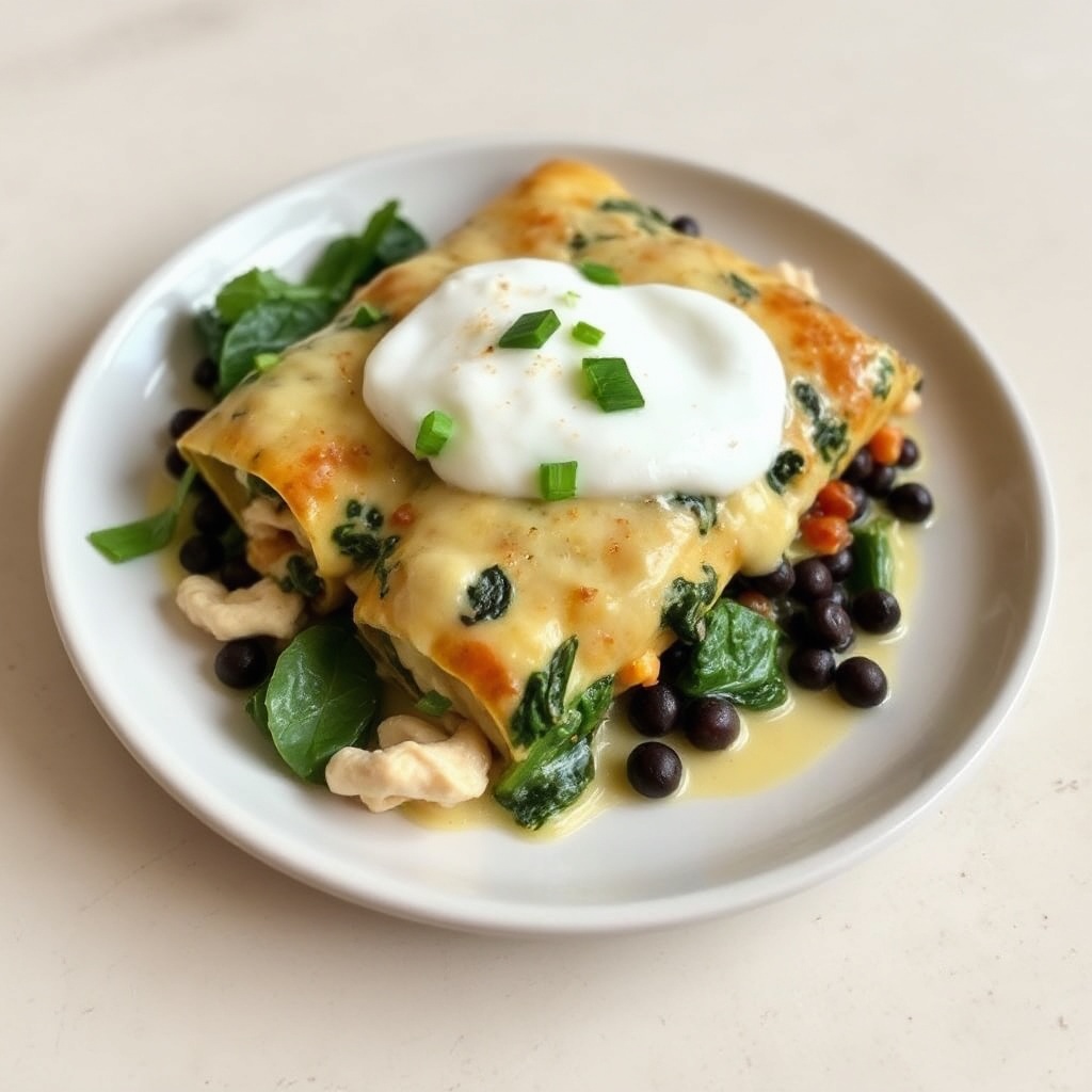 Enchiladas Cremose di Pollo e Spinaci