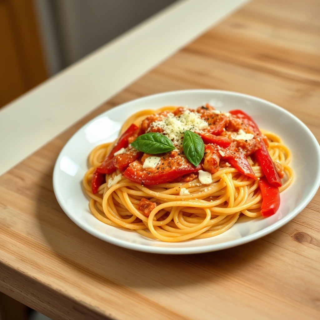 Pasta Cremosa con Peperoni Rossi Arrostiti