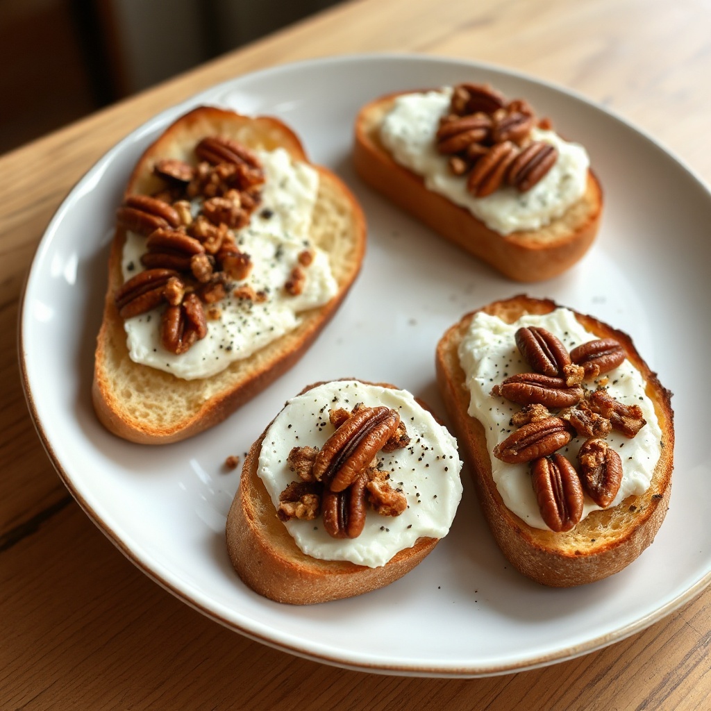 Savory Goat Cheese and Pecan Toasts