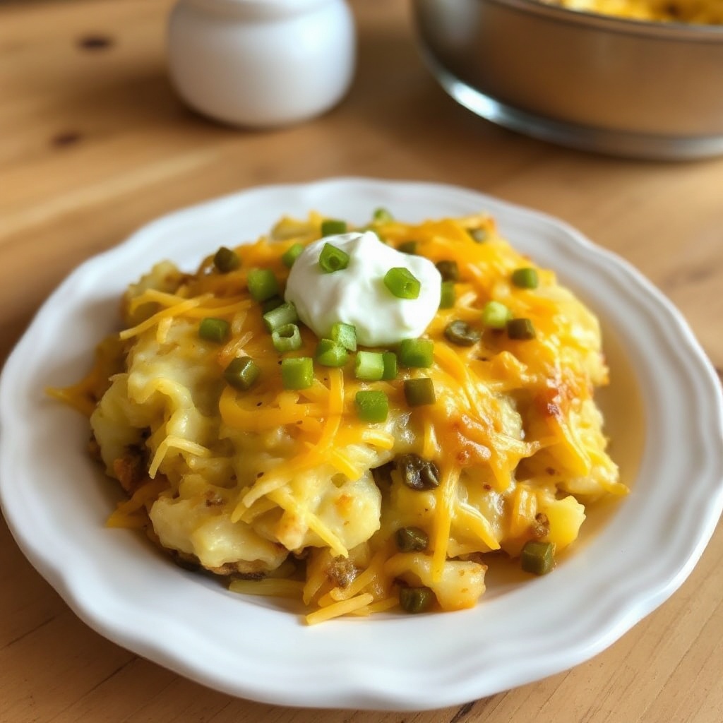 Cheesy Green Chili Potato Bake