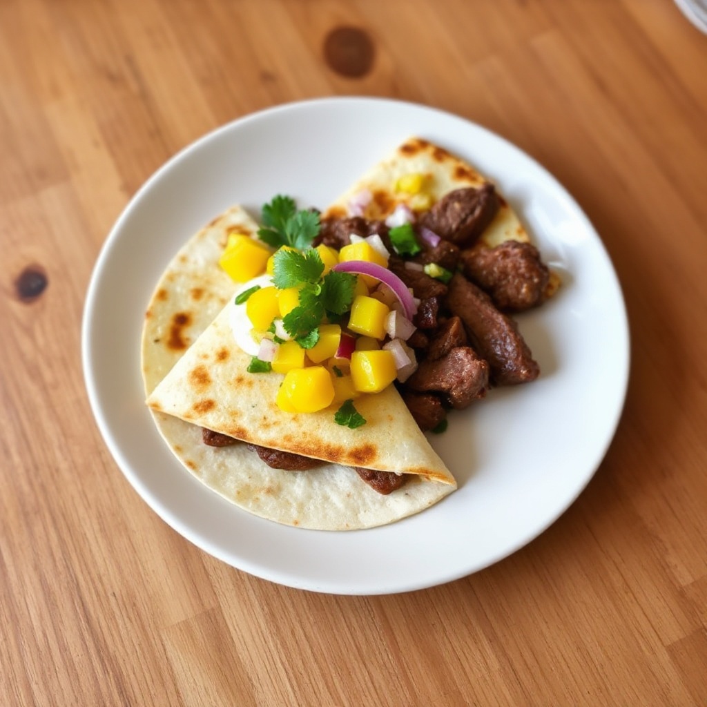 Grilled Steak Quesadillas with Spicy Mango Salsa
