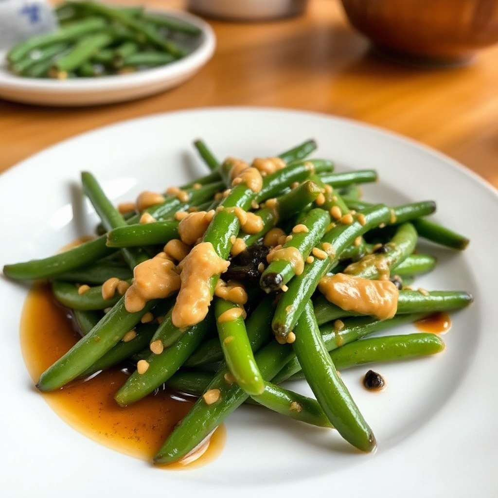 Green Beans with Savory Peanut Sauce