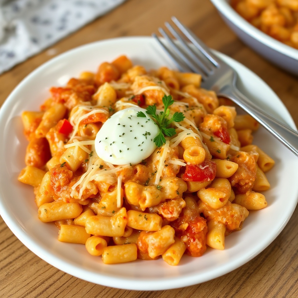 Cremiger Tomaten-Makkaroni-Auflauf