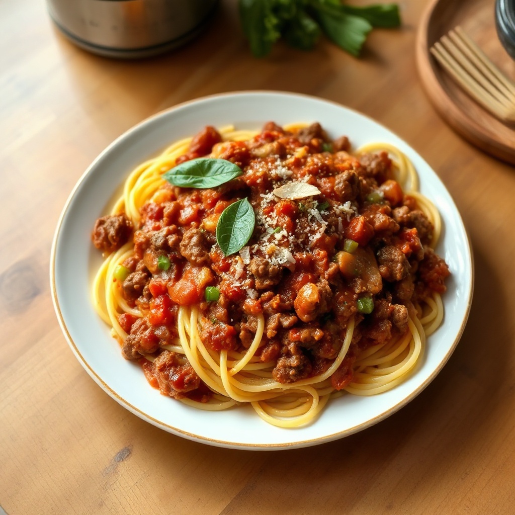 Spaghetti Saporito con Salsa di Manzo