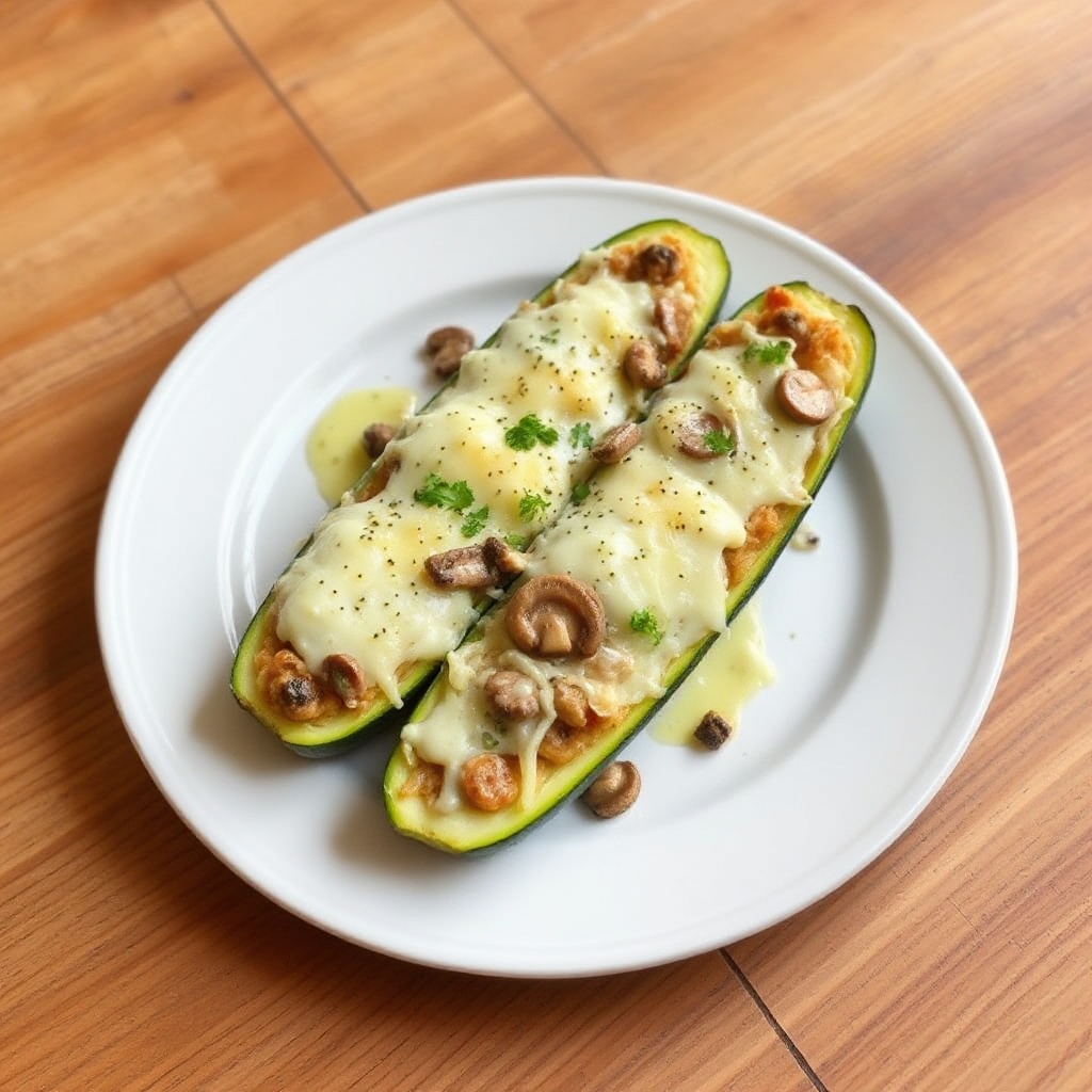 Käsegefüllte Zucchini-Boote