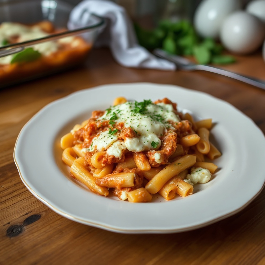 Rigatoni al Forno con Ricotta Cremosa e Mozzarella