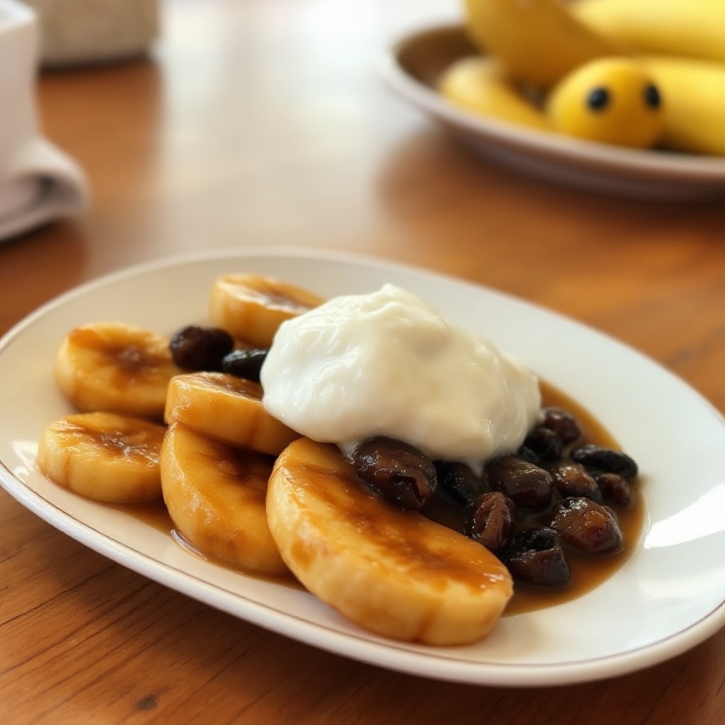 Caramelized Bananas with Raisin Sauce