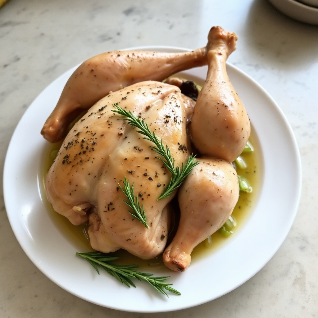 Kräuter-infused Brathähnchen mit Zitronensauce