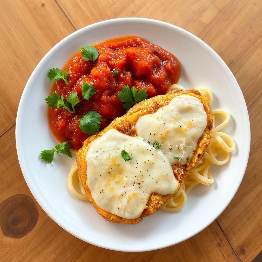 Goldene Hähnchen-Parmesan mit Kräuter-Tomatensauce