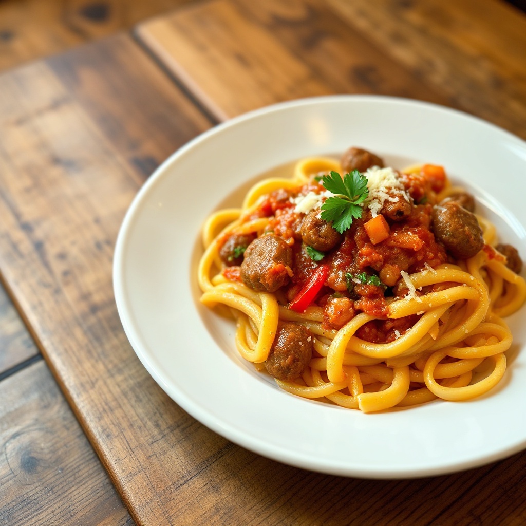 Herzhafte Wurst- und Paprika-Pasta