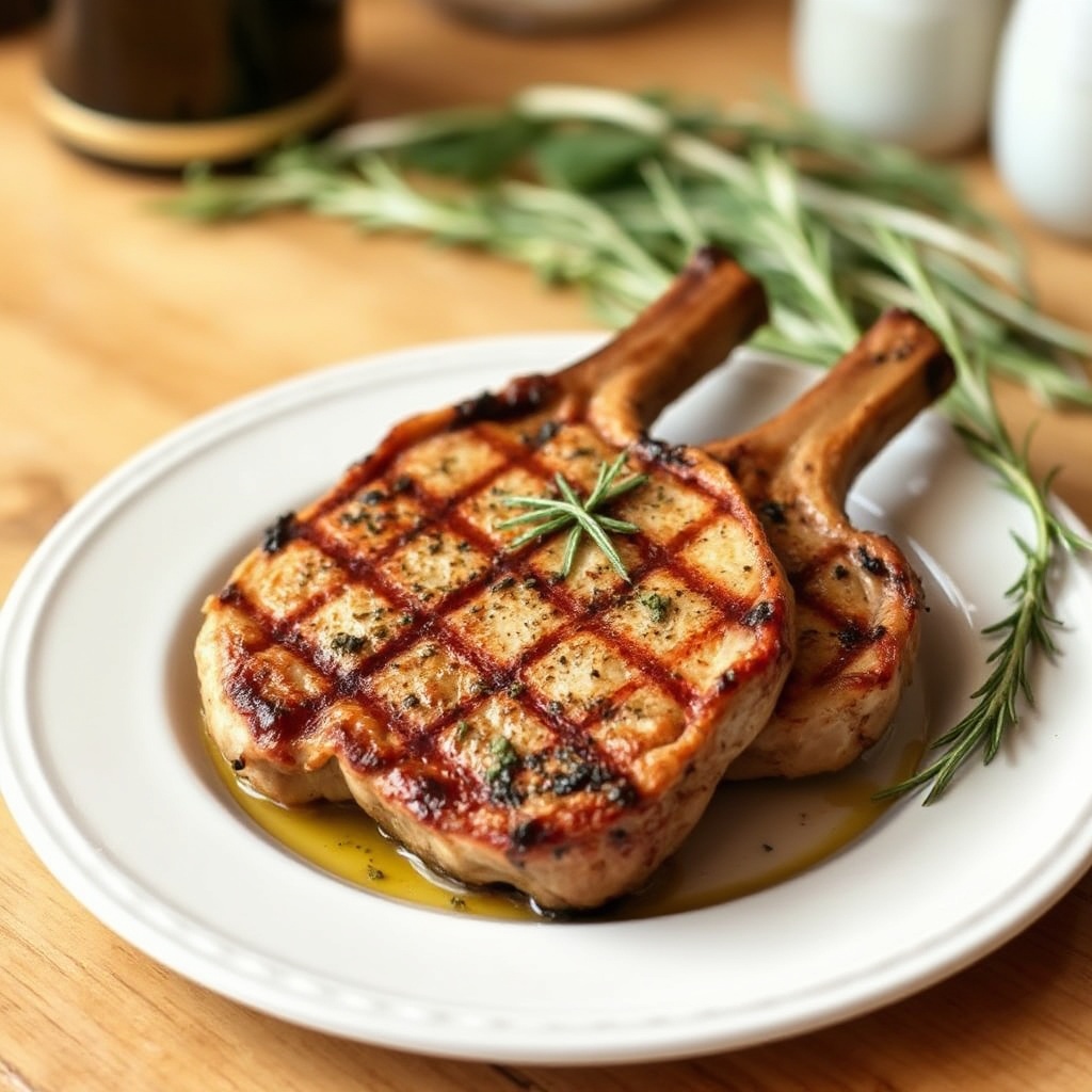 Kräuter-infused gegrillte Schweinekoteletts