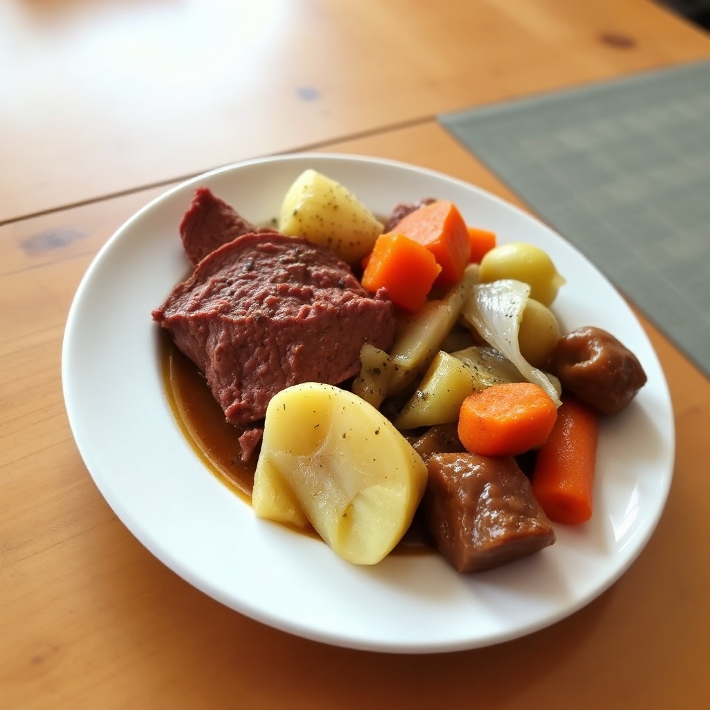 Schmortopf Corned Beef mit Gemüse